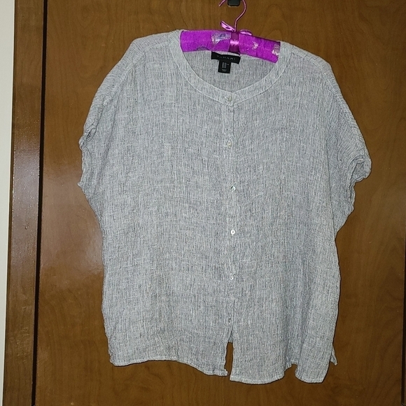 Tahari linen Oversized short sleeved top size xs - Picture 1 of 8